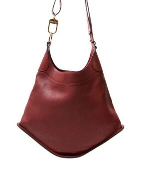 Delvaux Burgundy Pebbled Leather Shoulder Luxury Satan Bag Gold Hardware
